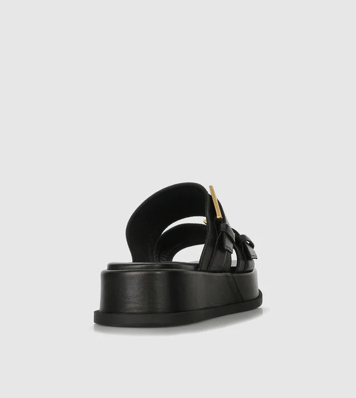 Beau Coops black slide with gold buckle 055-23506-RODU2