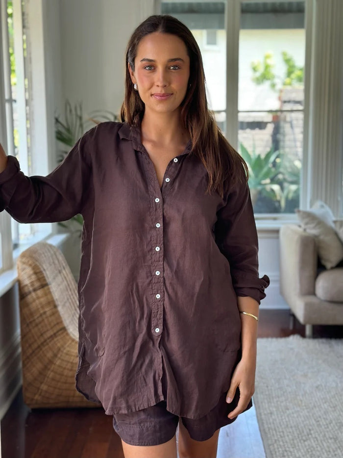 Frockk Sita Linen Shirt Chocolate