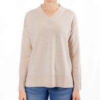 Bow and Arrow V Neck Jumper Oatmeal 30/70 Blend