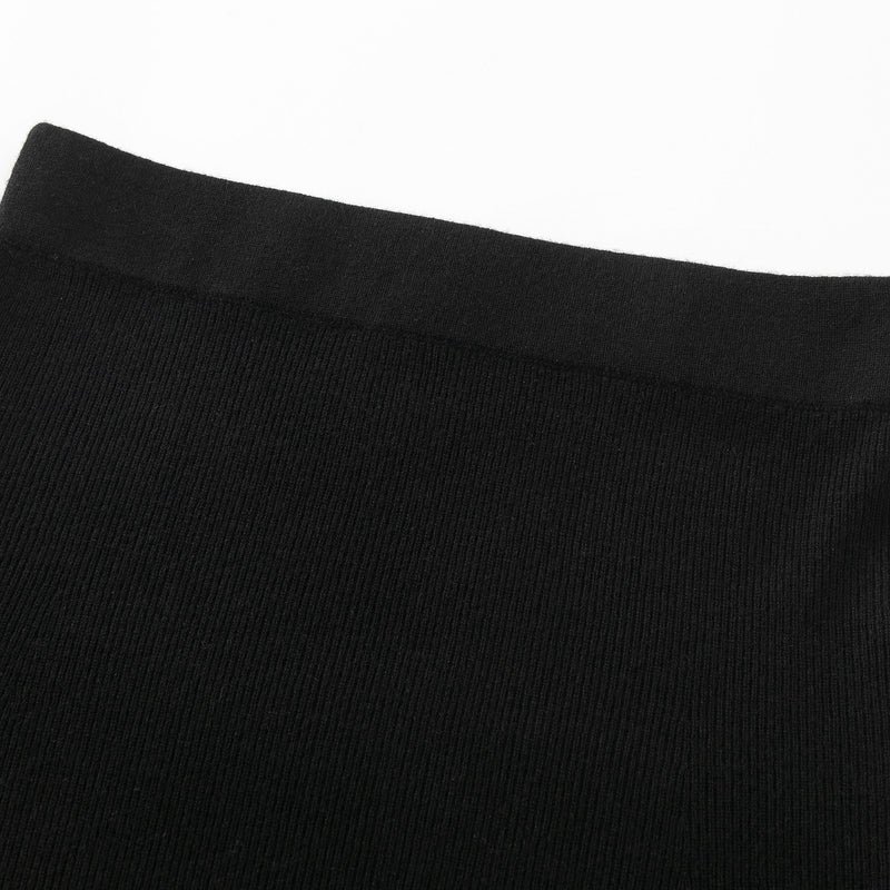 ALEGER Cashmere Blend Ribbed Slip Skirt Black N.28