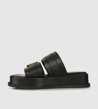 Beau Coops black slide with gold buckle 055-23506-RODU2