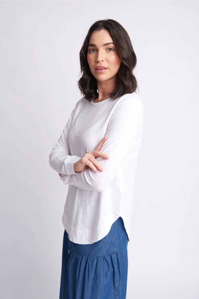 Cloth Paper Scissors L/S Shaped Hem Tee White C1370