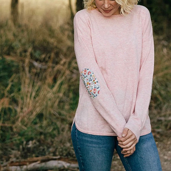Bow And Arrow Pale Pink Swing Jumper with Liberty Patch