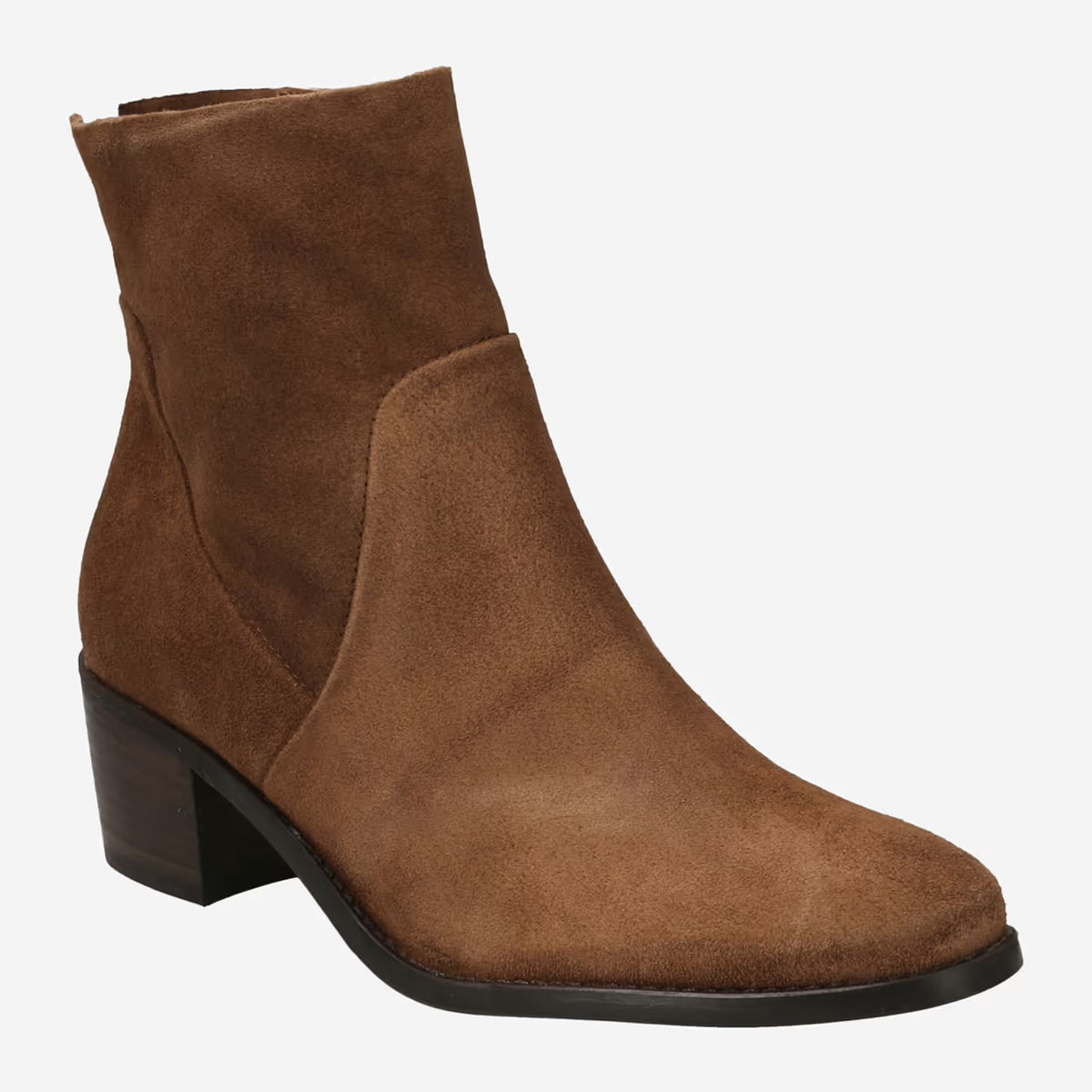 Paul Green Toffee Suede Ankle Boot with Block Heel 9025-074