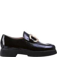 Hogl Black Patent Loafer with metal features 1615