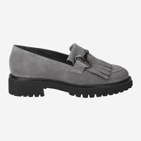 Paul Green Suede Titanium Loafer with Fringe 2734-054