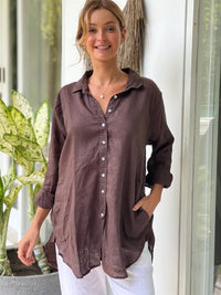 Frockk Sita Linen Shirt Chocolate