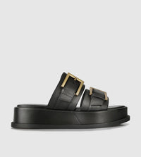 Beau Coops black slide with gold buckle 055-23506-RODU2