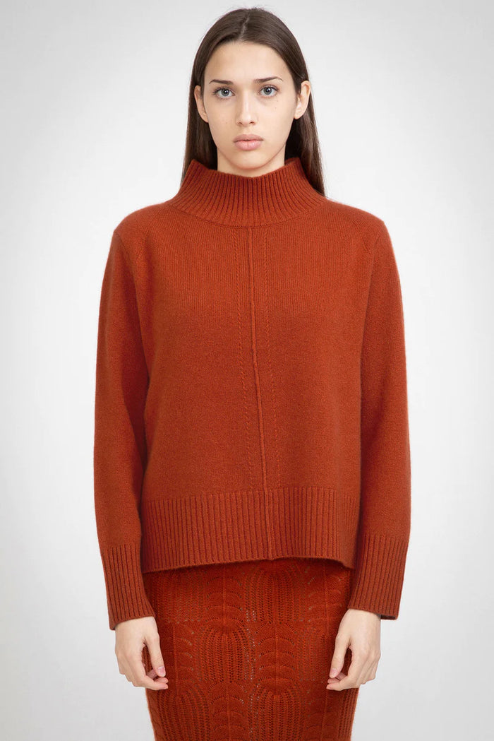 ALEGER Cashmere Blend Cable Funnel Neck in Sienna 2146 N93