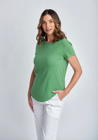 Cloth Paper Scissors Shaped Hem Tee Palm Green C1380