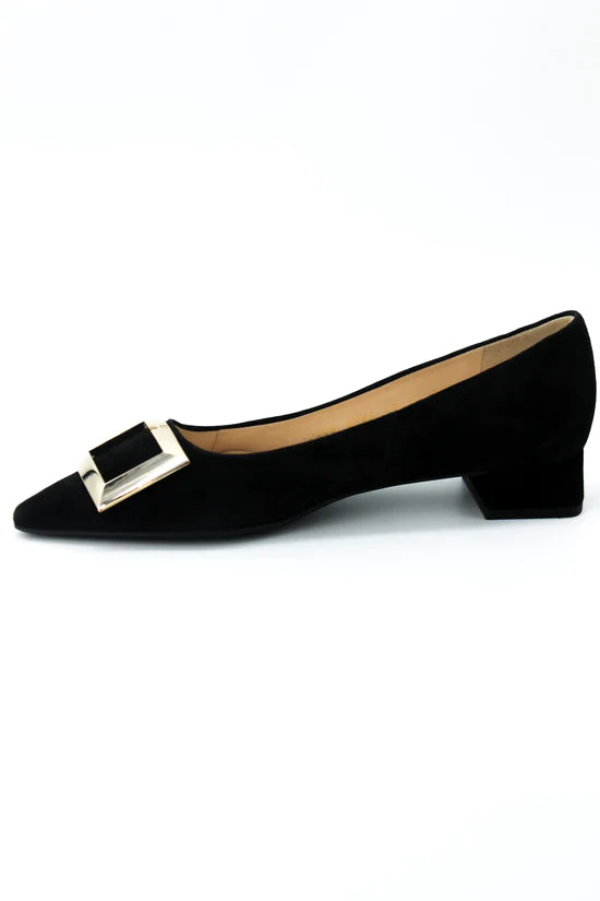 Hogl Black Pointed Elegant Suede Ballerinas 2222