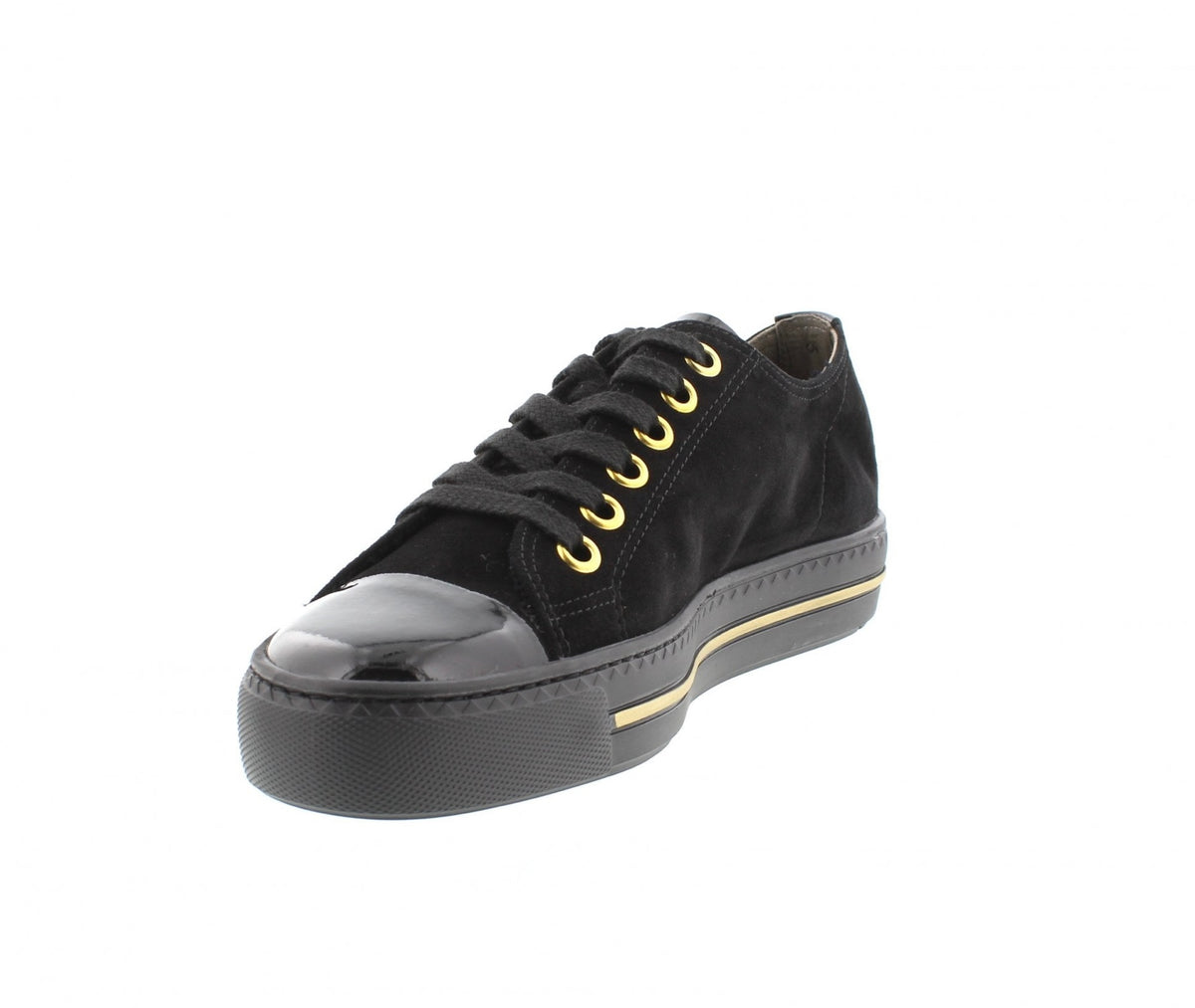 Paul Green Black Suede/Patent Sneaker 4977-234