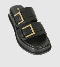 Beau Coops black slide with gold buckle 055-23506-RODU2