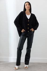 Mia Fratino Mae Brushed Cashmere Cardi Jet 24024
