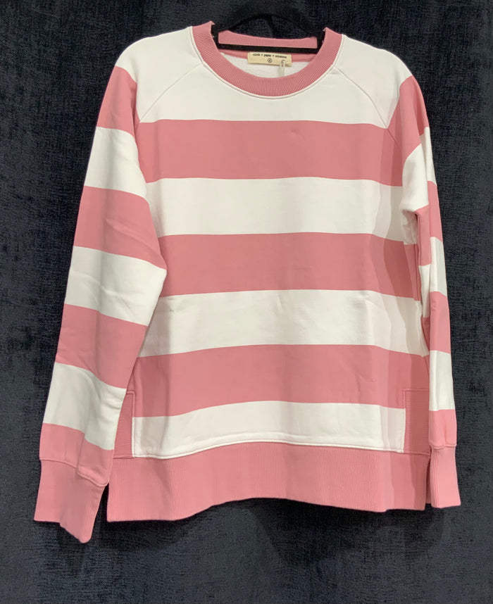 Cloth Paper Scissors Stripe Sweater Blush/White C1373
