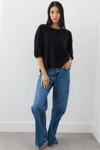 Mia Fratino Brushed Cashmere Erika T Jet Black 24021