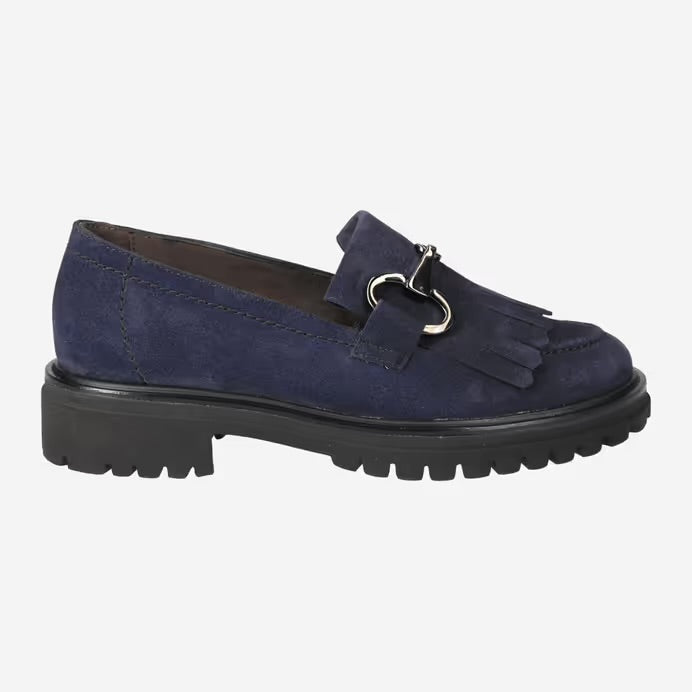 Paul Green Navy Suede Loafer with Fringe 2734-044