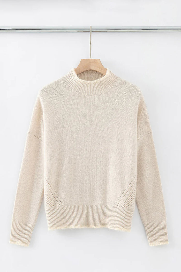 ALEGER Cashmere Blend Contast Crew Sweater in Shell N.08