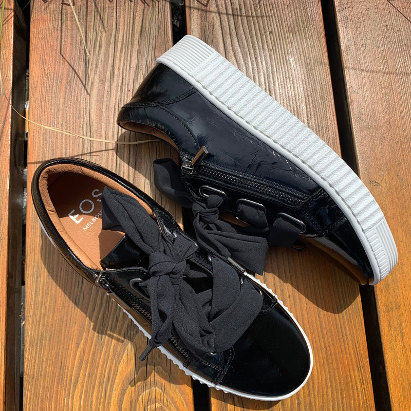 Eos Jovi Black Patent Crinkle Sneaker
