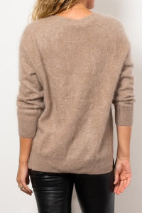 Mia Fratino Brushed Cashmere Scarlett Vee Biscuit 24022