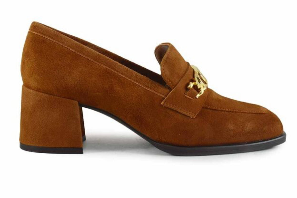 Unisa Megan Toffee suede heeled loafer F23-KS