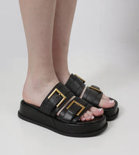 Beau Coops black slide with gold buckle 055-23506-RODU2
