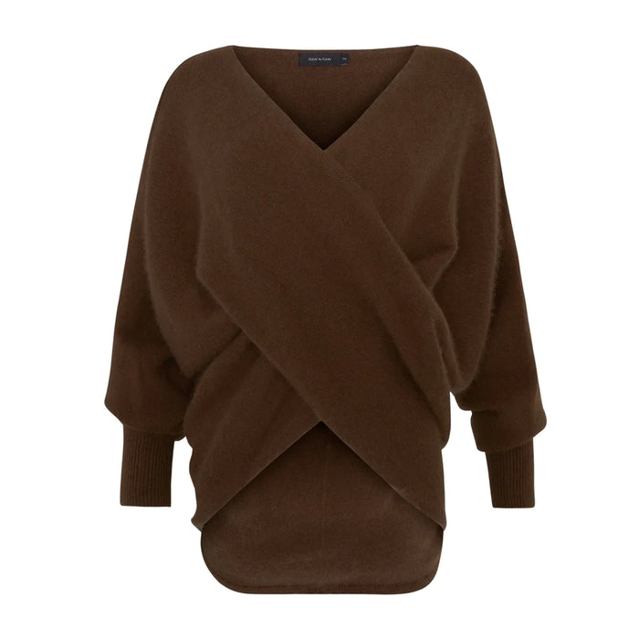Raw By Raw Lucy Fluffy Cross Over Knit Jumper Espresso