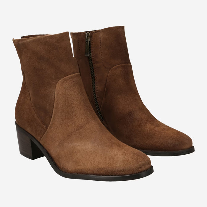 Paul Green Toffee Suede Ankle Boot with Block Heel 9025-074