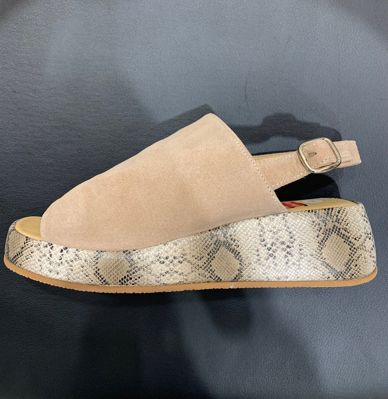 Sempre Di Platform Suede and Snakeskin Sandal