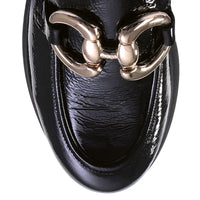 Hogl Black Patent Loafer with metal features 1615