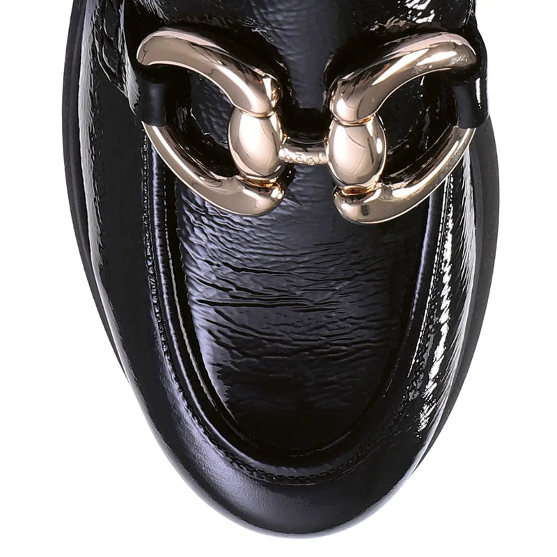 Hogl Black Patent Loafer with metal features 1615