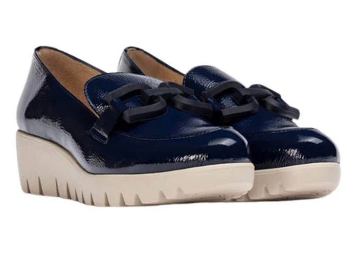 Wonders Navy Patent Loafer C-33311