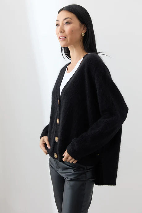 Mia Fratino Mae Brushed Cashmere Cardi Jet 24024