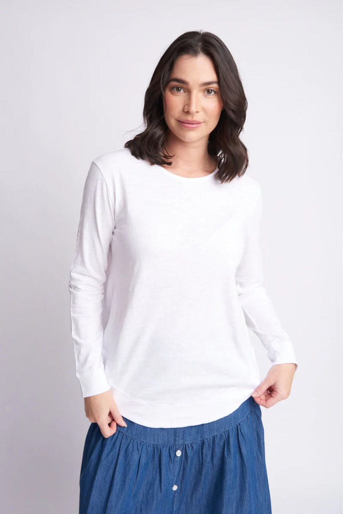 Cloth Paper Scissors L/S Shaped Hem Tee White C1370