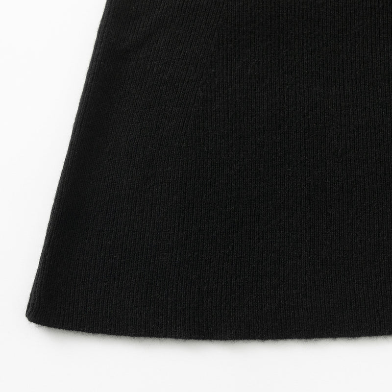 ALEGER Cashmere Blend Ribbed Slip Skirt Black N.28