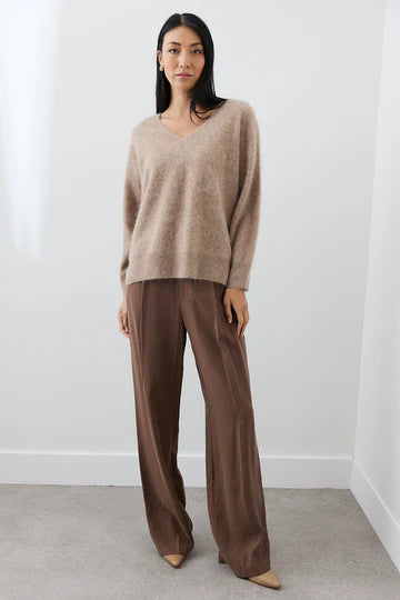 Mia Fratino Brushed Cashmere Scarlett Vee Biscuit 24022