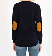 Bow and Arrow Navy Swing Jumper with Tan Patch