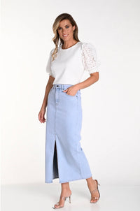 Frank Lyman Denim Skirt Light Blue 241341U