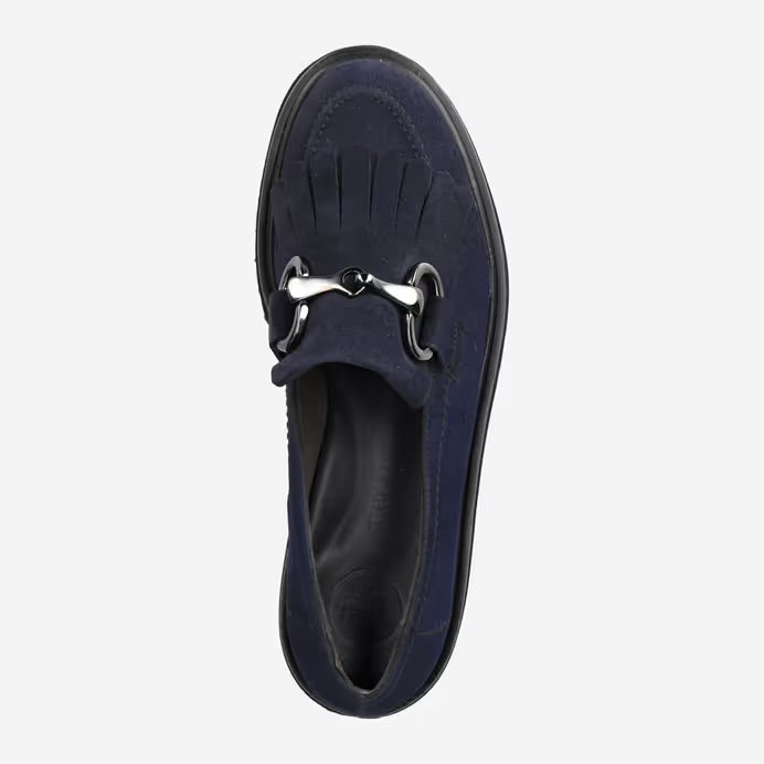 Paul Green Navy Suede Loafer with Fringe 2734-044