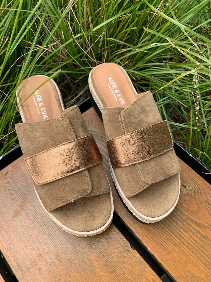 Alfie & Evie Inward Suede Sandal Khaki