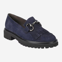 Paul Green Navy Suede Loafer with Fringe 2734-044