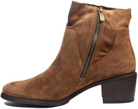 Paul Green Toffee Suede Ankle Boot with Block Heel 9025-074