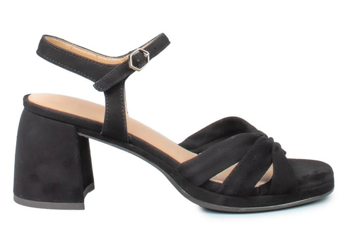 Wonders Black Suede Sandal F-8213