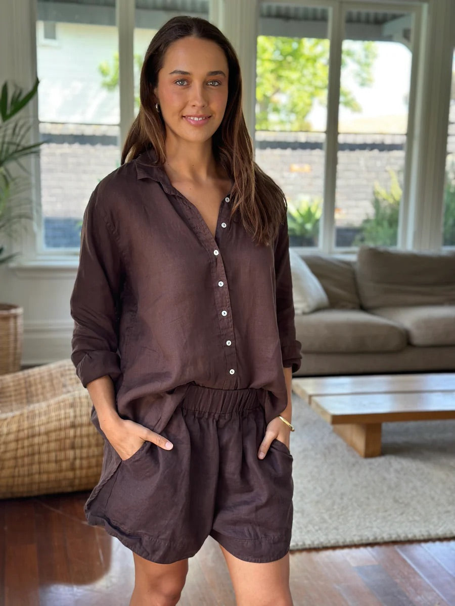 Frockk Sita Linen Shirt Chocolate