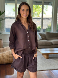 Frockk Sita Linen Shirt Chocolate
