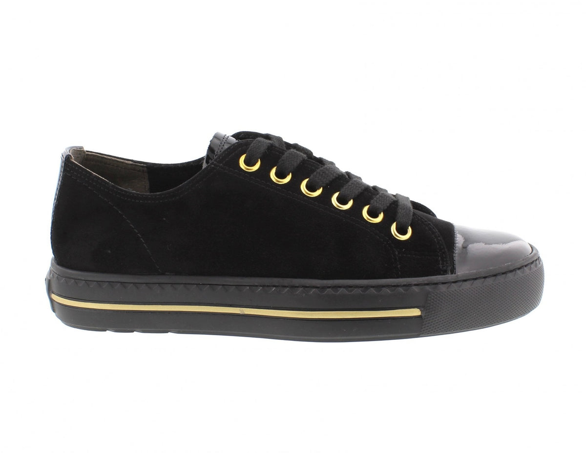 Paul Green Black Suede/Patent Sneaker 4977-234