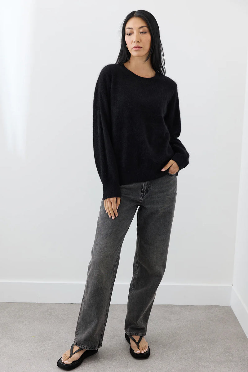Mia Fratino  Brushed Cashmere Cyra Crew Jet 24023