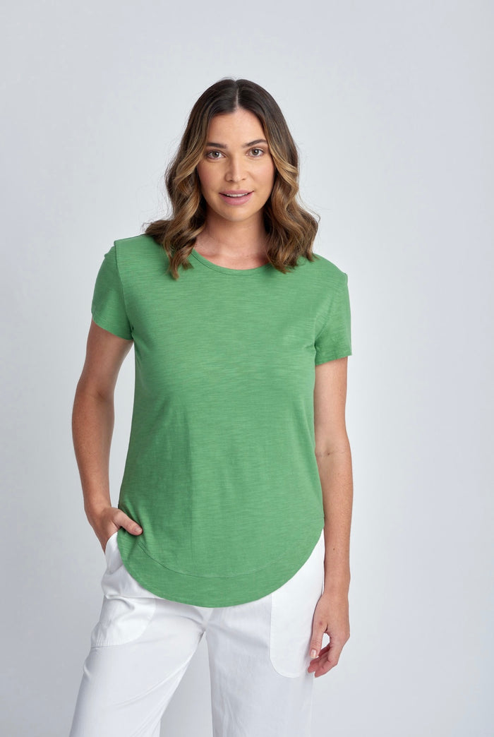 Cloth Paper Scissors Shaped Hem Tee Palm Green C1380