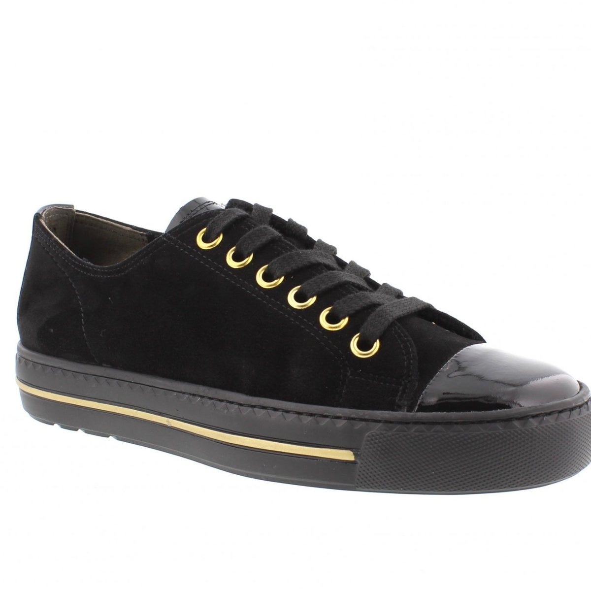 Paul Green Black Suede/Patent Sneaker 4977-234