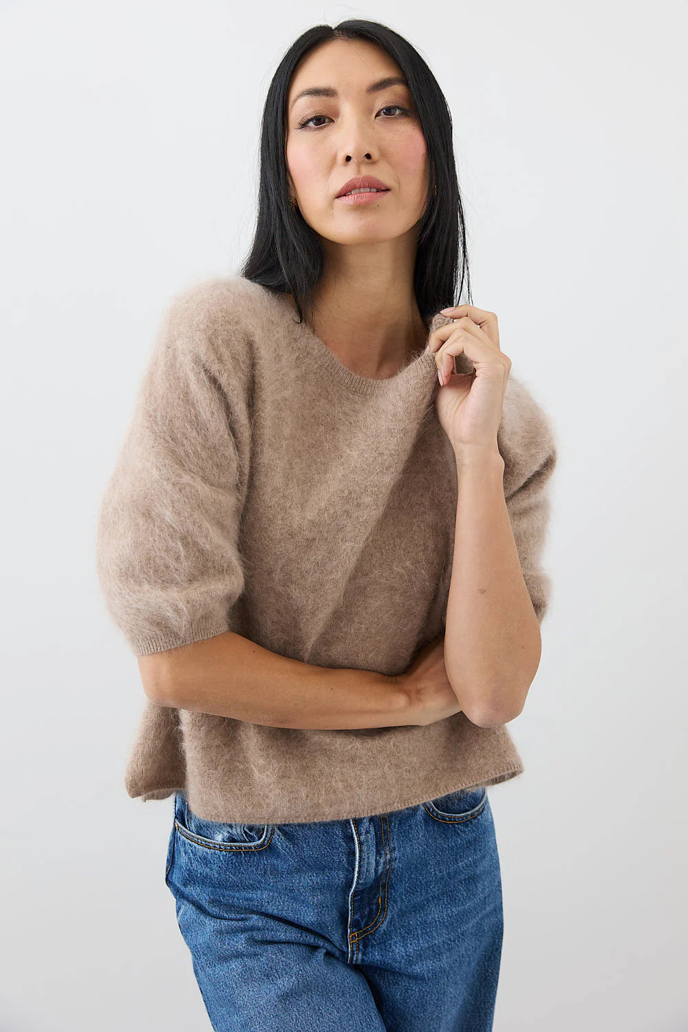Mia Fratino Brushed Cashmere Erika T Biscuit 24021